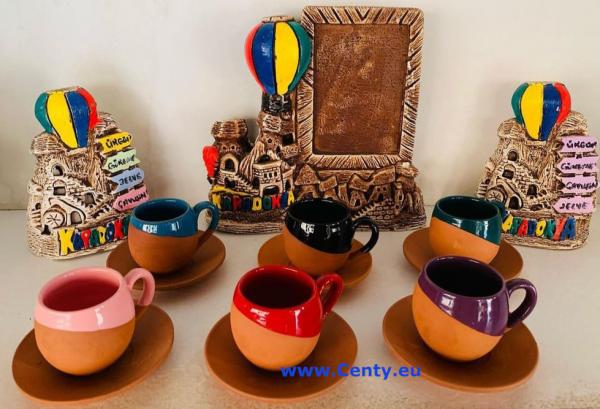 Turkish coffee set of 6 Handmade model chubby round